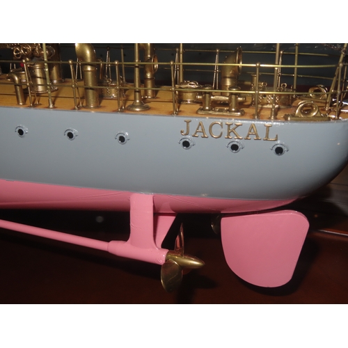 292 - A FINELY DETAILED 1:44 SCALE BUILDER'S STYLE SHIP MODEL FOR THE TORPEDO BOAT H.M.S. JACKAL ORIGINALL... 