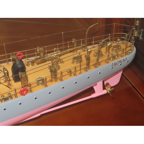 292 - A FINELY DETAILED 1:44 SCALE BUILDER'S STYLE SHIP MODEL FOR THE TORPEDO BOAT H.M.S. JACKAL ORIGINALL... 