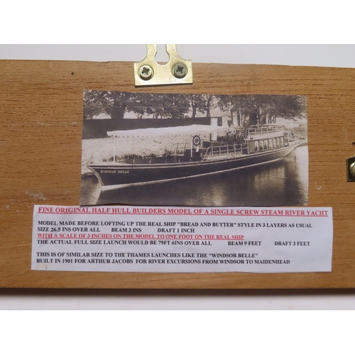 82 - A BUILDER'S HALF-BLOCK MODEL FOR A RIVER LAUNCH, CIRCA 1900
the 26in. hull carved from ½in. laminate... 