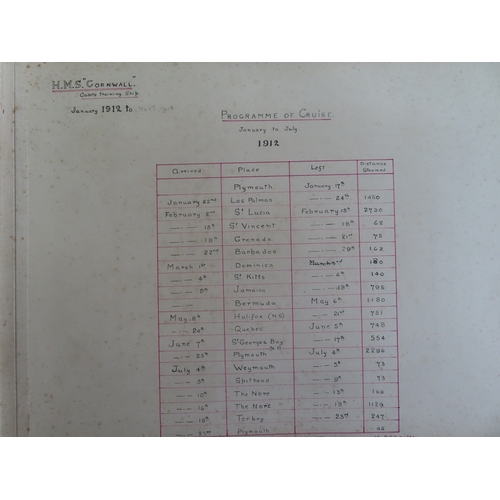 273 - A TOUR OF DUTY PHOTOGRAPH ALBUM FROM H.M. ARMOURED CRUISER CORNWALL 1912-1913
comprising approximate... 