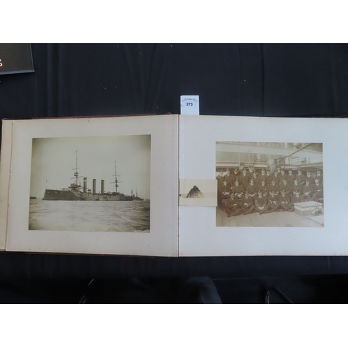 273 - A TOUR OF DUTY PHOTOGRAPH ALBUM FROM H.M. ARMOURED CRUISER CORNWALL 1912-1913
comprising approximate... 