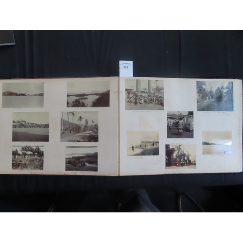 273 - A TOUR OF DUTY PHOTOGRAPH ALBUM FROM H.M. ARMOURED CRUISER CORNWALL 1912-1913
comprising approximate... 