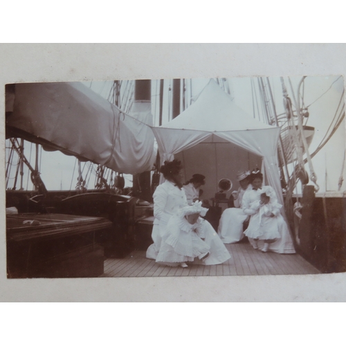 69 - AN HISTORICALLY INTERESTING EARLY EDWARDIAN PHOTOGRAPH ALBUM FOR THE OCEANA R.T.Y.C. 
comprising app... 