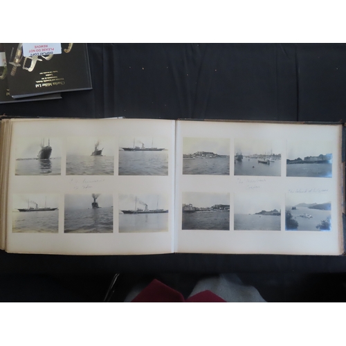 83 - PHOTOGRAPH ALBUM OF S.Y. SEMIRAMIS R.Y.S. CRUISE, 1910
May 21st to June 30th 1910, fine frontispiece... 