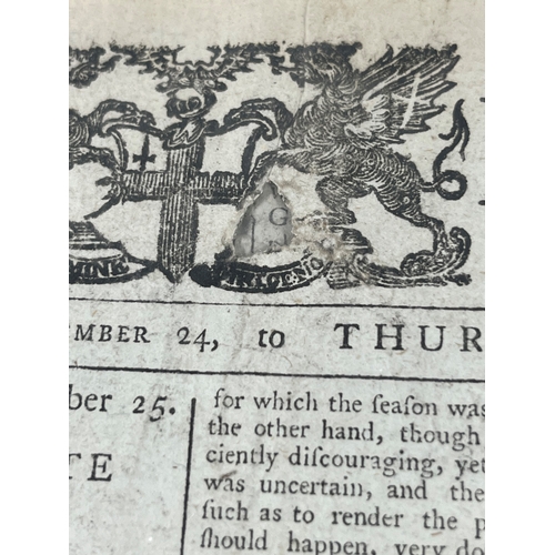 101 - A COPY OF THE LONDON EVENING POST REPORTING THE NAPOLEONIC WARS: CAPTURE OF THE CAPE OF GOOD HOPEThe... 