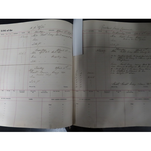 176 - LOG BOOK FOR THE STEAM YACHT HEBE, 1875-1876
containing a record of the proceedings on board, comman... 