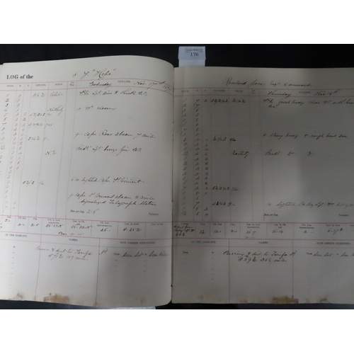 176 - LOG BOOK FOR THE STEAM YACHT HEBE, 1875-1876
containing a record of the proceedings on board, comman... 