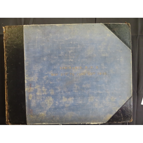 180 - PHOTOGRAPH ALBUM OF S.Y. SEMIRAMIS R.Y.S. CRUISE, 1910
May 21st to June 30th 1910, fine frontispiece... 