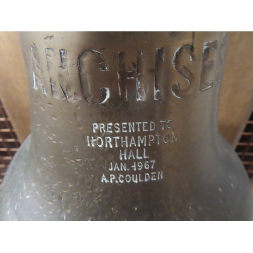 184 - THE CROW'S NEST BELL OFF THE S.S. ANCHISES, 1911
cast in brass and inscribed ANCHISES to front and f... 