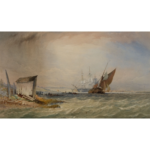 188 - THOMAS SEWELL ROBINS (BRITISH, 1814-1880)
Portsmouth Harbour
Signed 'T. S. Robins' (lower left)
Wate... 