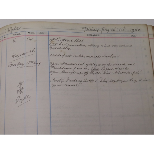 194 - ROYAL SOLENT YACHT CLUB: A RUN OF LOG BOOKS SPANNING 1898-1909
Kept by W.E May for a variety of yach... 