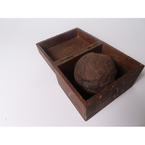 42 - CANNON BALL UNDERSTOOD TO BE FROM THE WRECK OF THE H.C.S. ADMIRAL GARDINER, 1809
the 3½in. diameter ... 