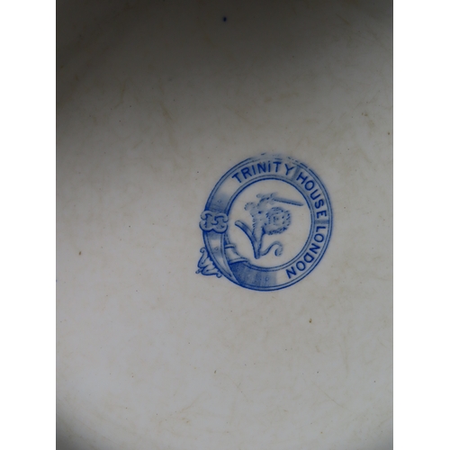 45 - A TRINITY HOUSE PLATE, CIRCA 1870
with blue transfer-print logo and decorative rim -- 10¼in. (26cm.)... 