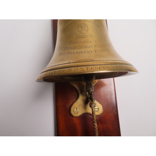 57 - CUNARD LINE'S R.M.S. 'BERENGARIA' BELL CAST FROM HER OWN BRONZE, 1936
cast in bronze engraved THE | ... 