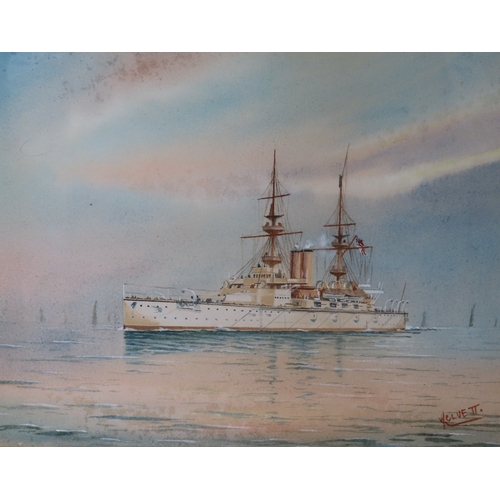 59 - WILLIAM CLUETT (BRITISH. 19TH-20TH CENTURY)
A set of six Royal Navy watercolours comprising: R.Y. 'V... 