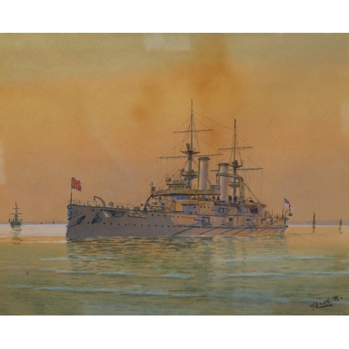 59 - WILLIAM CLUETT (BRITISH. 19TH-20TH CENTURY)
A set of six Royal Navy watercolours comprising: R.Y. 'V... 