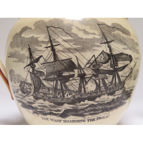 72 - TWO SUNDERLAND TRANSFER PRINT JUGS FOR THE AMERICAN WAR OF 1812
with transfer designs entitled The W... 