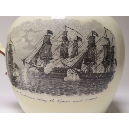 72 - TWO SUNDERLAND TRANSFER PRINT JUGS FOR THE AMERICAN WAR OF 1812
with transfer designs entitled The W... 