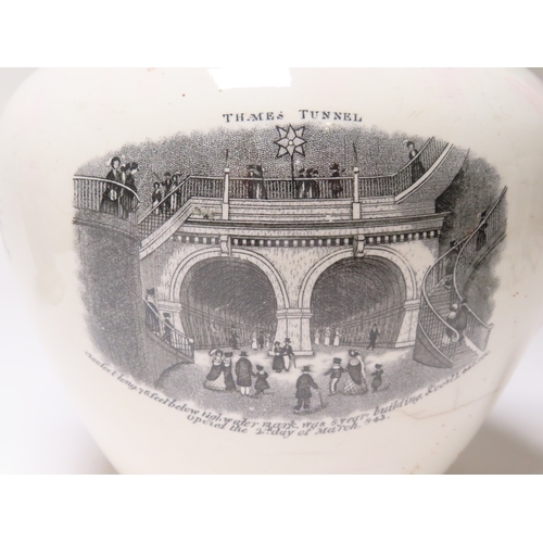 75 - A GROUP OF BRUNEL FAMILY TRANSFER WARE 
comprising a Thames Tunnel jug with portrait of Sir Mark Bru... 