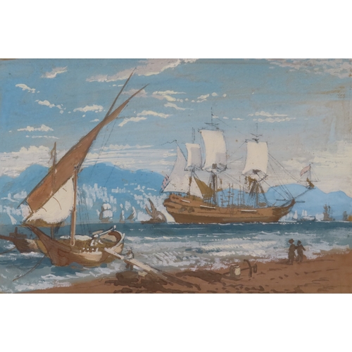 98 - MANNER OF ROWLAND LANGMAID (BRITISH, 1897-1956)
An American Trading Barque Sailing off a Busy Headla... 