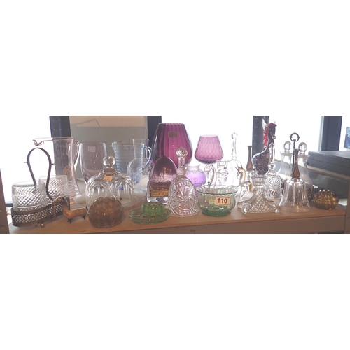 110 - Selection of glassware, including Bells, cheese dish, jugs, animals, cranberry set etc