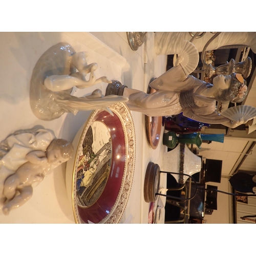 173 - Large Lladro Oriental figurine for restoration, two pieces of Nao and Adams Cries of London dish ( a... 