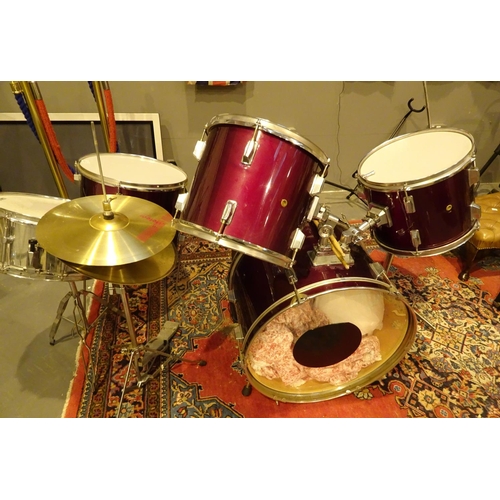 1857 - Full size set of drums (five pieces) complete with seat and cymbals