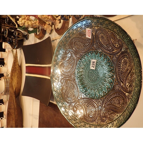 226 - Large silvered glass fruit bowl, D: 40 cm and a further bowl