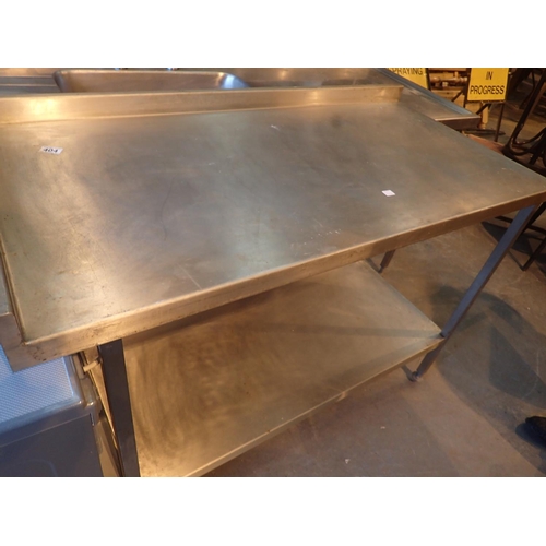 404 - Stainless steel commercial work table with under shelf, 130 x 64 cm