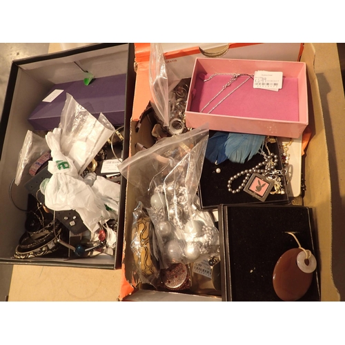 94 - Two boxes of unsorted costume jewellery