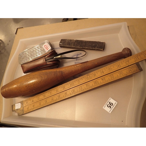 95 - Collection of mixed items including Rolls razor, cut throat razor, wooden ruler etc