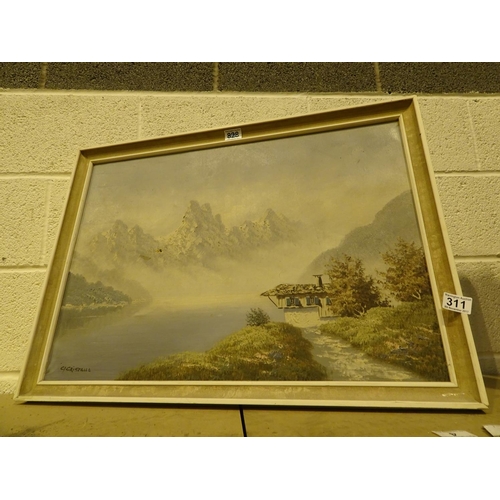 311 - 20thC oil on canvas of Alpine scene, signed C Cristallo 50 x 68 cm, A/F