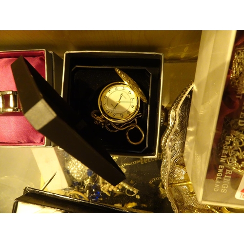 64 - Sekonda quartz movement yellow metal pocket watch and a ladies stainless steel wristwatch