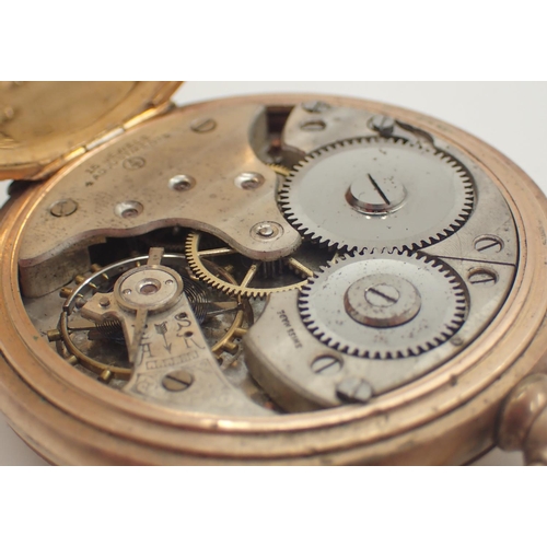 1009 - Gold plated crown wind open face pocket watch