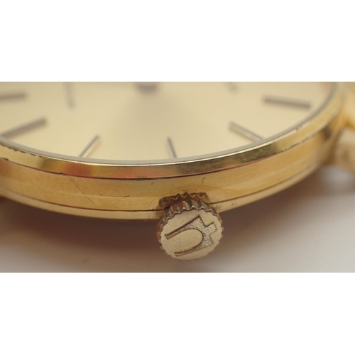 1106 - Yellow metal Bulova Longchamp gold plated wristwatch on a plated bracelet