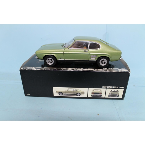 1708 - Minichamps 1:18 ford capri mk1 1700 gt 1969 diecast model car with original box NB: mirrors and spot... 