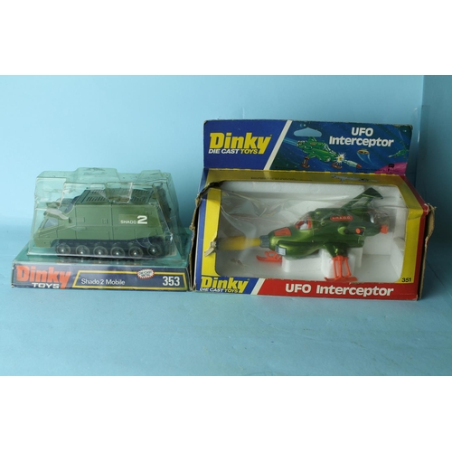 1709 - Dinky toys 351 shado ufo interceptor and dinky toys 353 shado 2 mobile diecast models boxed (2)