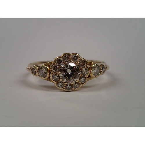 1058 - Victorian unmarked believed 18ct yellow gold diamond set ring (approximately 1ct total diamonds) siz... 