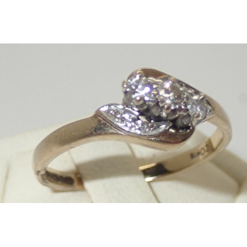 31 - Vintage 9ct gold diamond set ring, size P, 2.3g
P&P group 1 (£16 for the first item and £1.50 for su... 