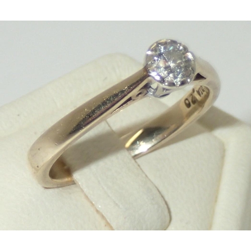 60 - 9ct gold diamond solitaire engagement ring, size L, 2.3g
P&P group 1 (£16 for the first item and £1.... 