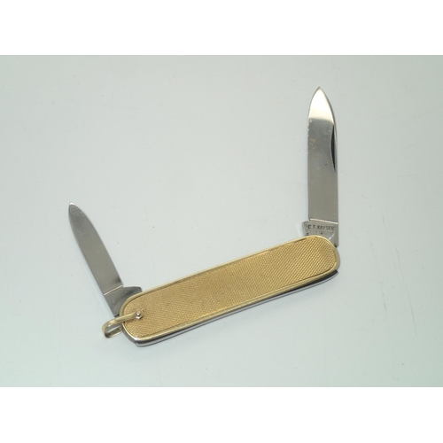 61 - CF Kayser, Solingen 14ct gold bound folding pocket knife, L: 69 mm
P&P group 1 (£16 for the first it... 