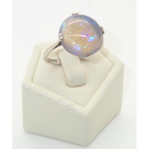 72 - Vintage presumed platinum ring set with a large circular opal, size R, 3.6g
P&P group 1 (£16 for the... 