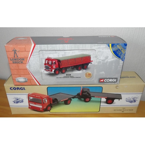 975 - Corgi 2 x 1.50 scale AEC 8 wheel London Brick and BRS AEC Flatback and Trailer
P&P group 2 (£20 for ... 