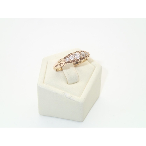 104 - Vintage 18ct gold ring set with five graduated diamonds, size N, 3.1g Good order throughout
P&P grou... 