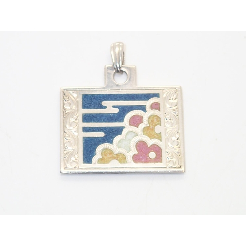 107 - Hallmarked silver and enamel rectangular pendant, maker FBJ
P&P group 1 (£16 for the first item and ... 
