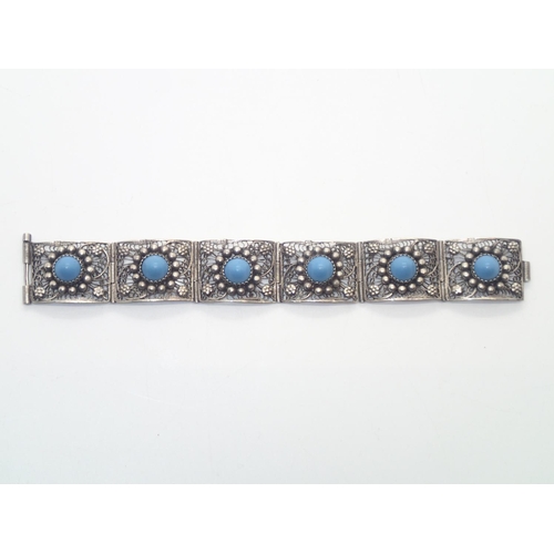113 - Vintage white metal filigree stone set bracelet 
P&P group 1 (£16 for the first item and £1.50 for s... 