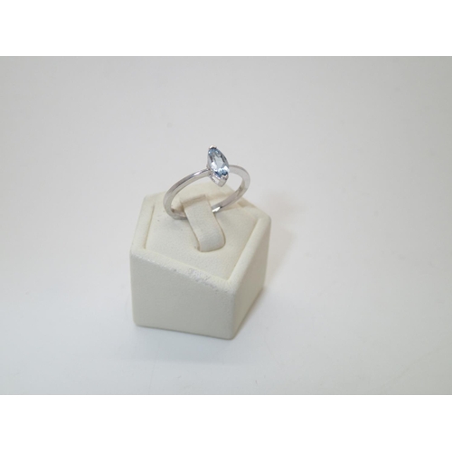 150 - 9ct white gold marquis cut aquamarine solitaire ring, size N, 1.6g
P&P group 1 (£16 for the first it... 