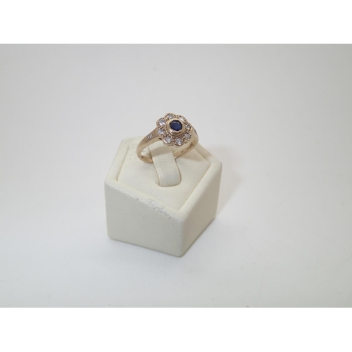 154 - Art Deco sapphire and diamond cluster cocktail ring, size I/J, 2.0g
P&P group 1 (£16 for the first i... 