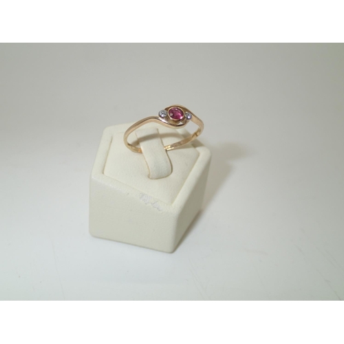 16 - Antique 18ct ruby and diamond cross-over ring, size R/S, 1.6g
P&P group 1 (£16 for the first item an... 