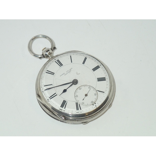 231 - Hallmarked silver key wind pocket watch assay Chester 1888. John Grant Leigh. Working at lotting up.... 